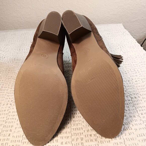 Merona women's chocolate brown faux suede zipper tassel ankle boots sz 11 - NWOT - Picture 8 of 10